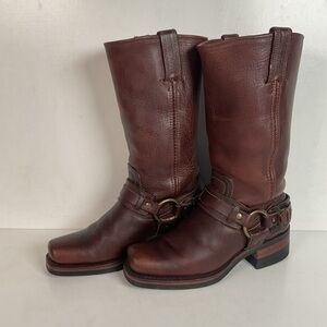 Frye Women’s 12R Belted Harness Boots 6.5 M USA Made Square Toe